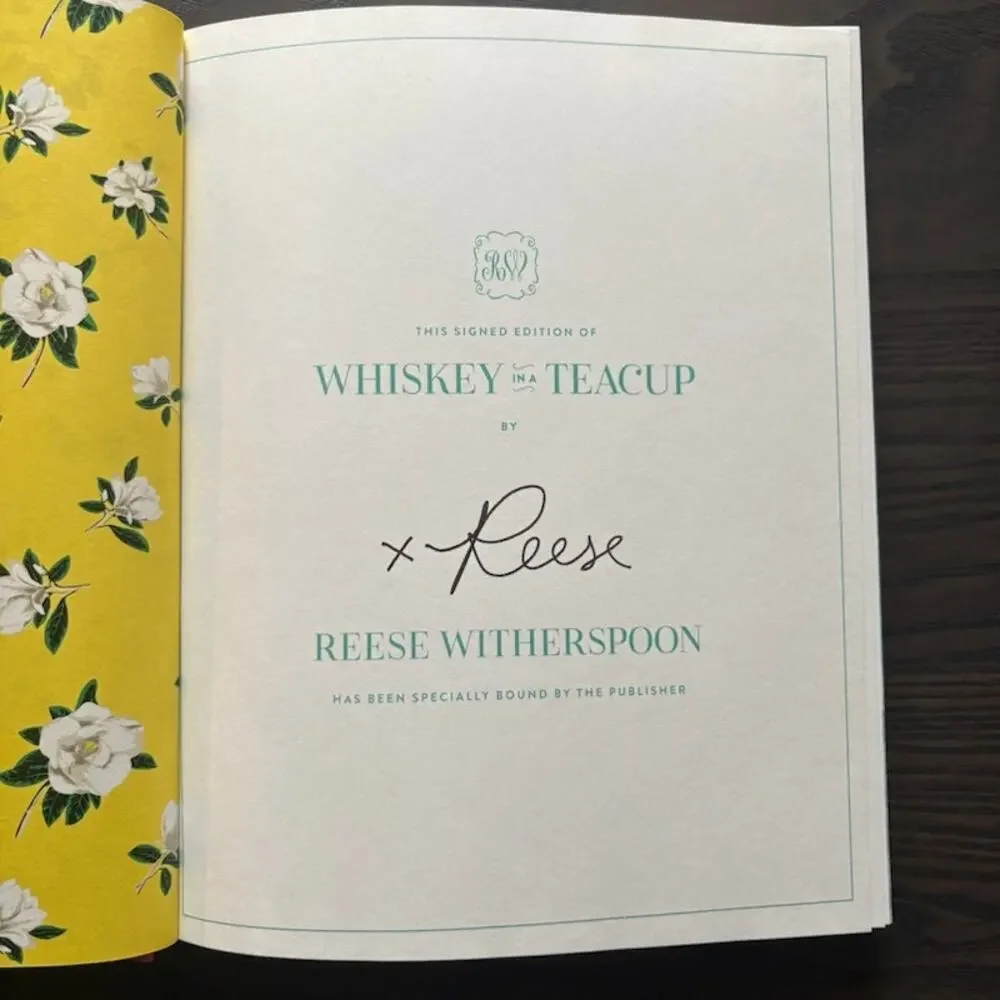 Whiskey in a Teacup by Reese Witherspoon Signed 1st Edition Cookbook Like New